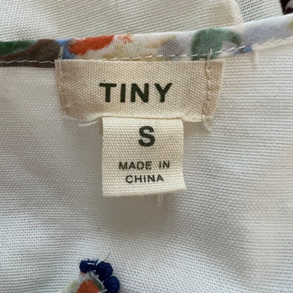 Anthropologie Tiny Shirt Women Small White Purple Agatha Embroidered Tunic Boho - Picture 5 of 7